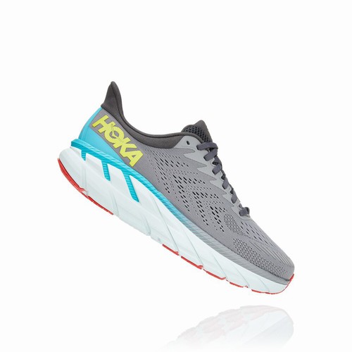 Hoka One One CLIFTON 7 Road Running Shoes For Men India Grey IN-5369